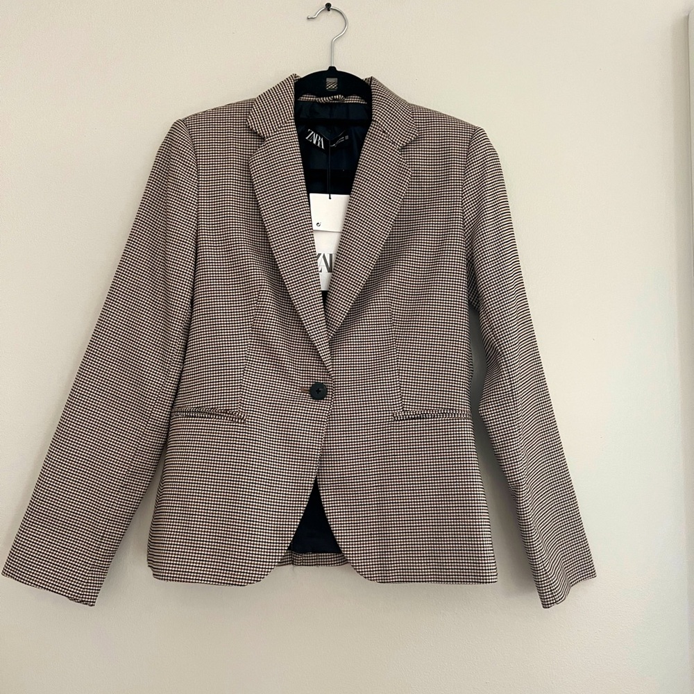 Zara tailored houndstooth blazer